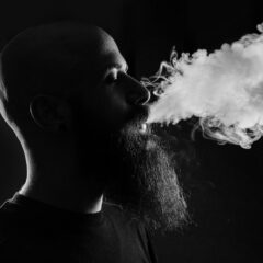Large cloud of vapour against a black background