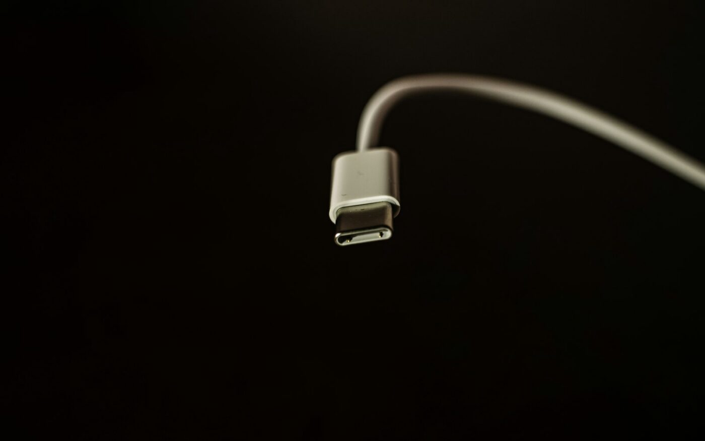 USB-C cable on a black surface